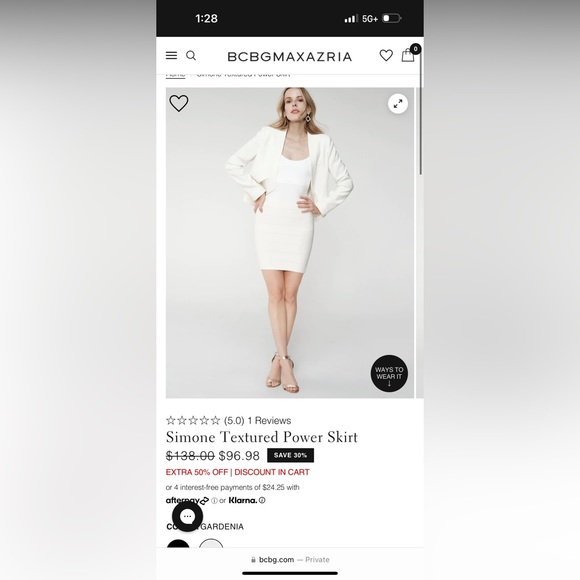 Bcbg maxazria Simone Textured Power Skirt white - Picture 7 of 7